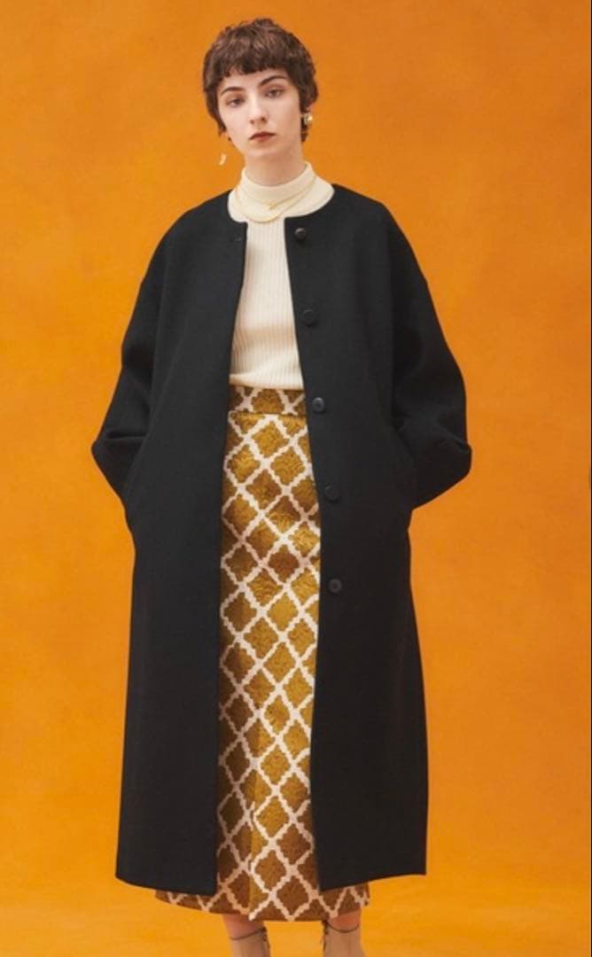 パブリックトウキョウ　【S100ウール】ボリュームスリーブノーカラーコート