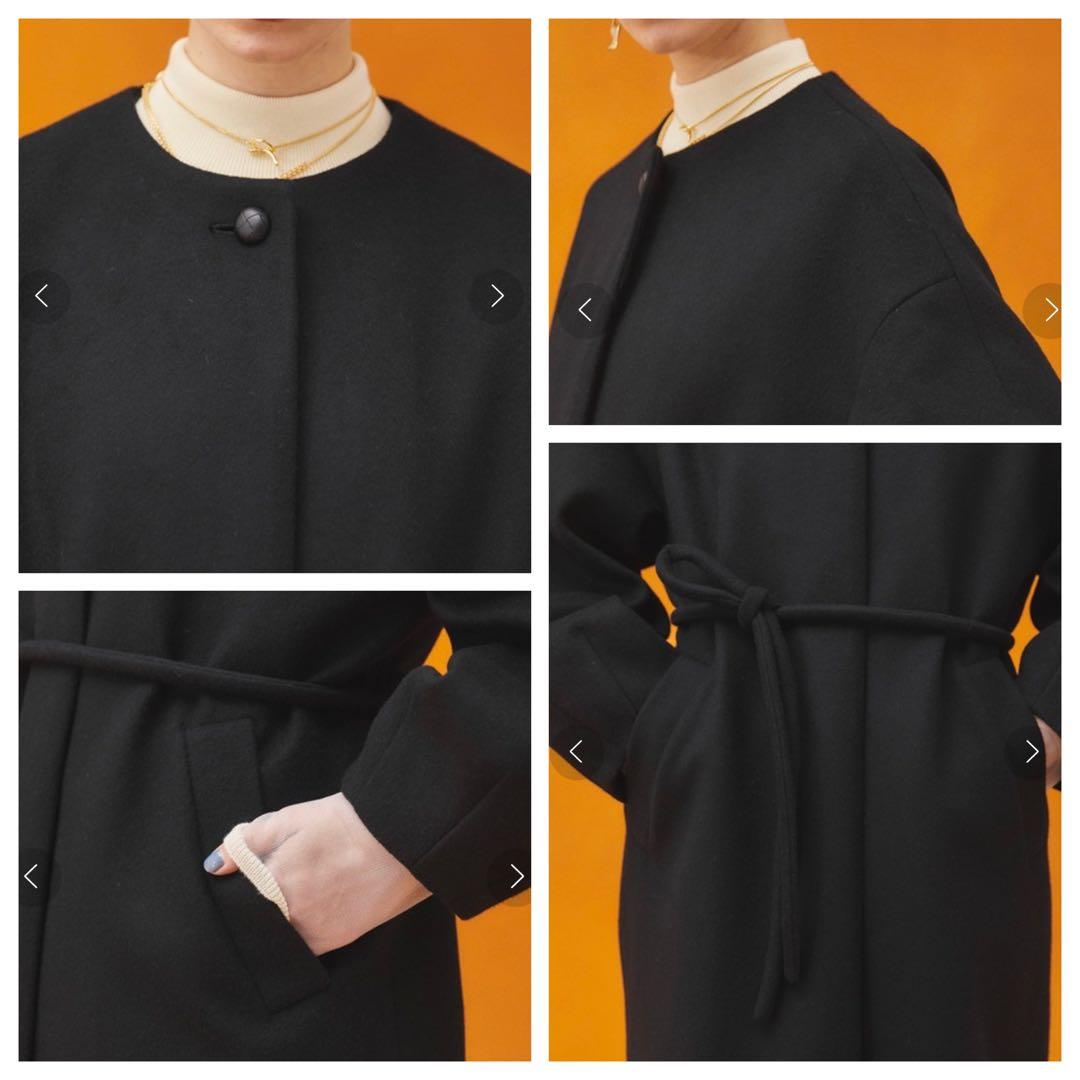 パブリックトウキョウ　【S100ウール】ボリュームスリーブノーカラーコート