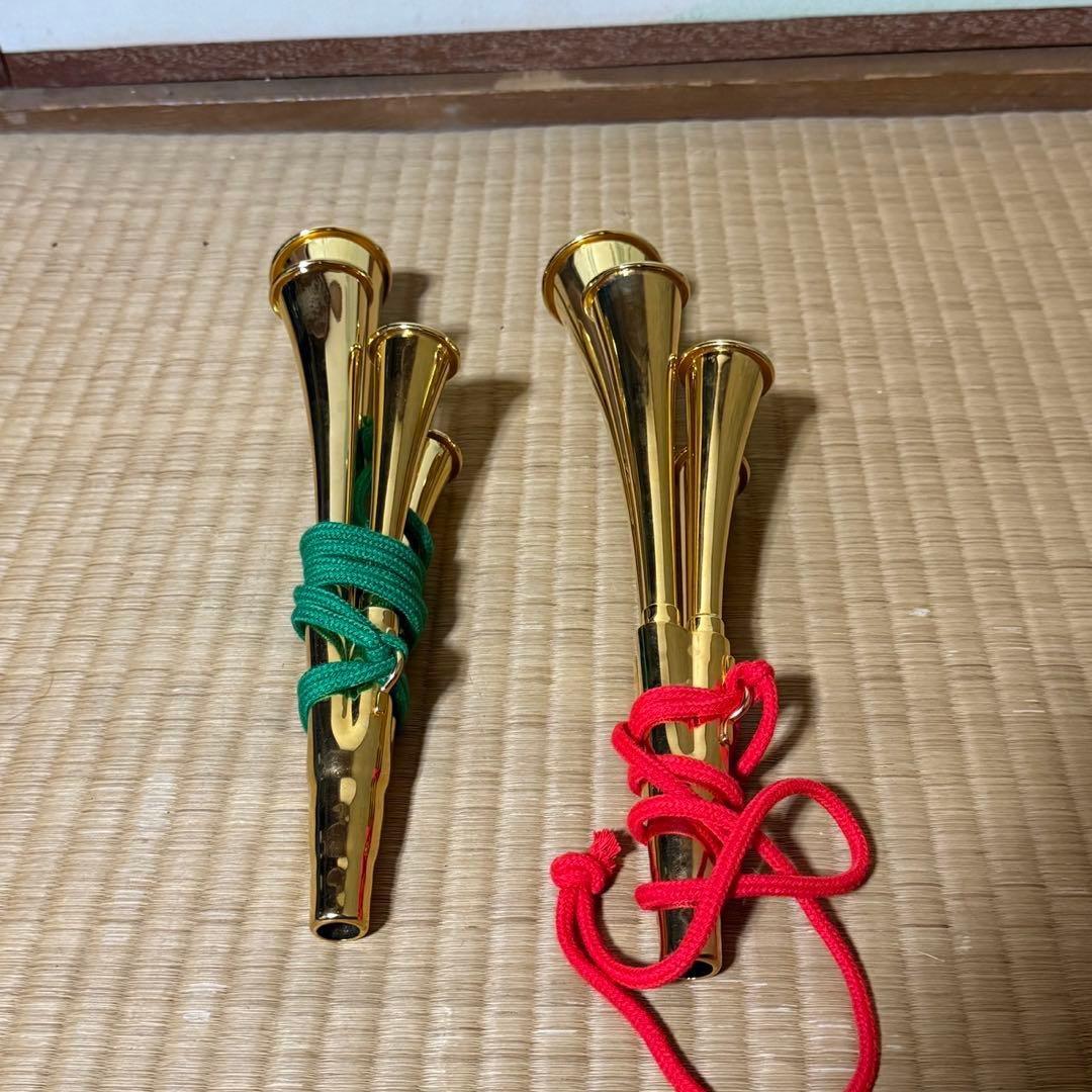 チアホーン 4連ホーン　金属製　2個セット　ゴールド　サッカー　フットサル　応援