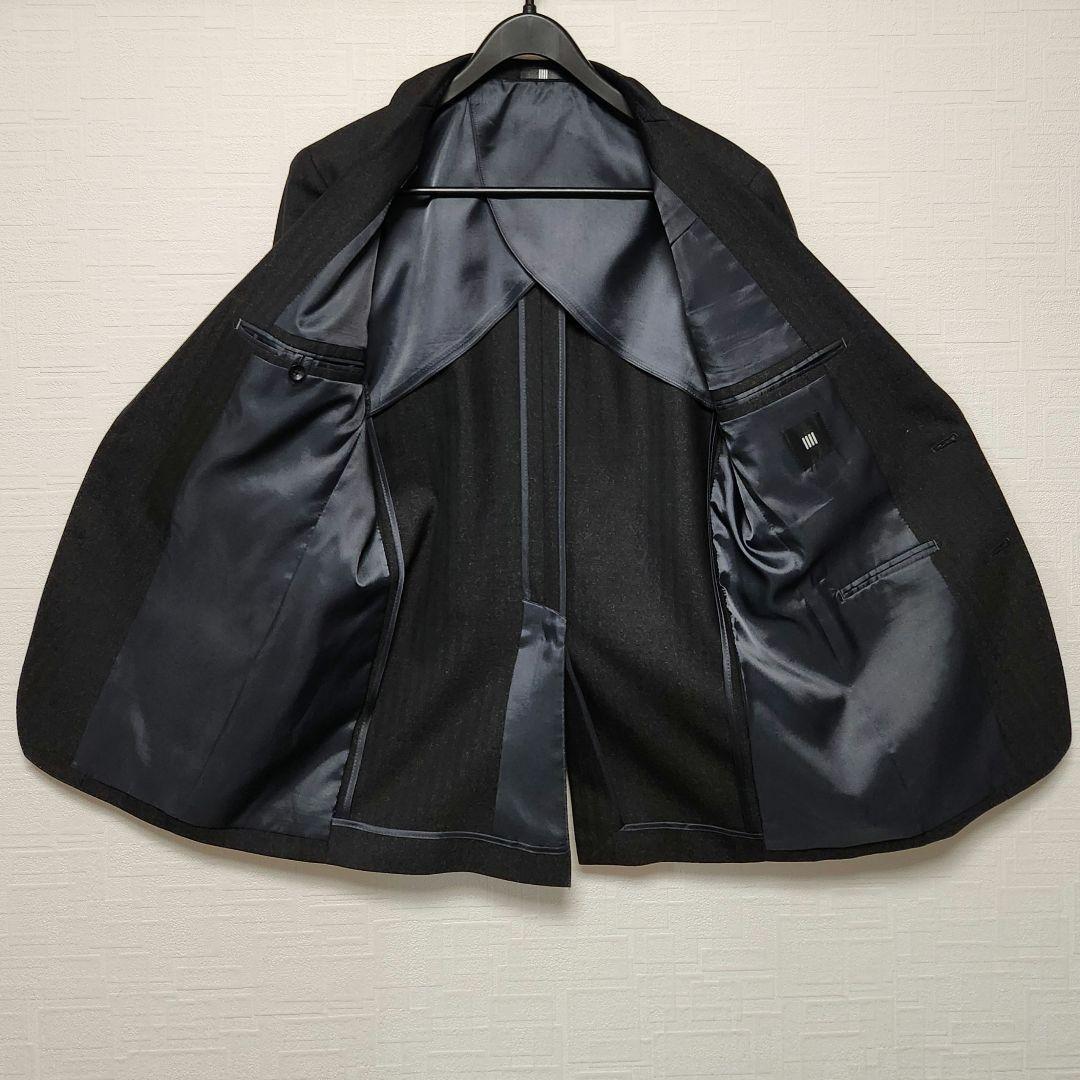 スーツセレクト　メンズ　スーツ　スリーピース　ダークグレー　標準体型