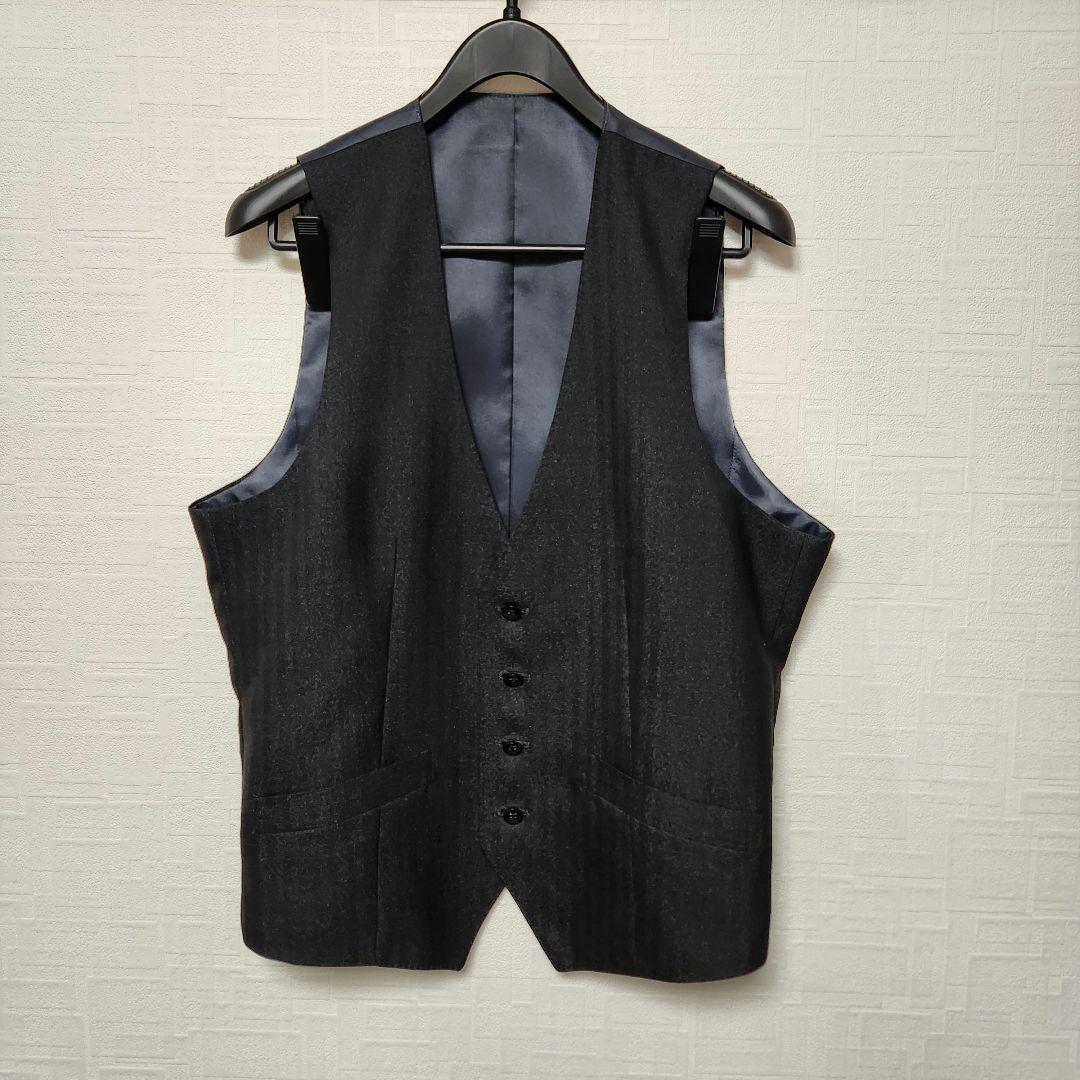 スーツセレクト　メンズ　スーツ　スリーピース　ダークグレー　標準体型