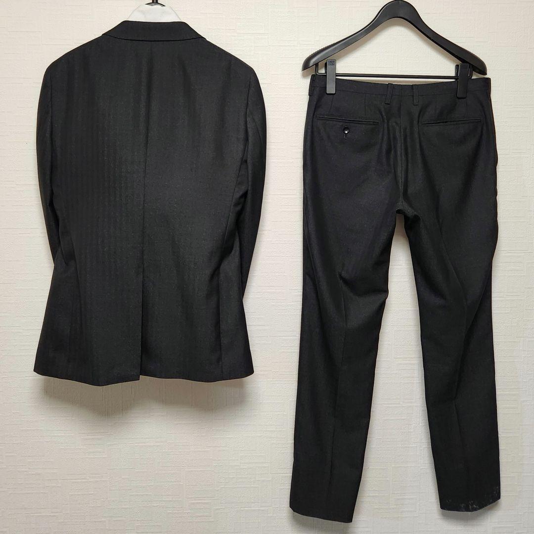 スーツセレクト　メンズ　スーツ　スリーピース　ダークグレー　標準体型