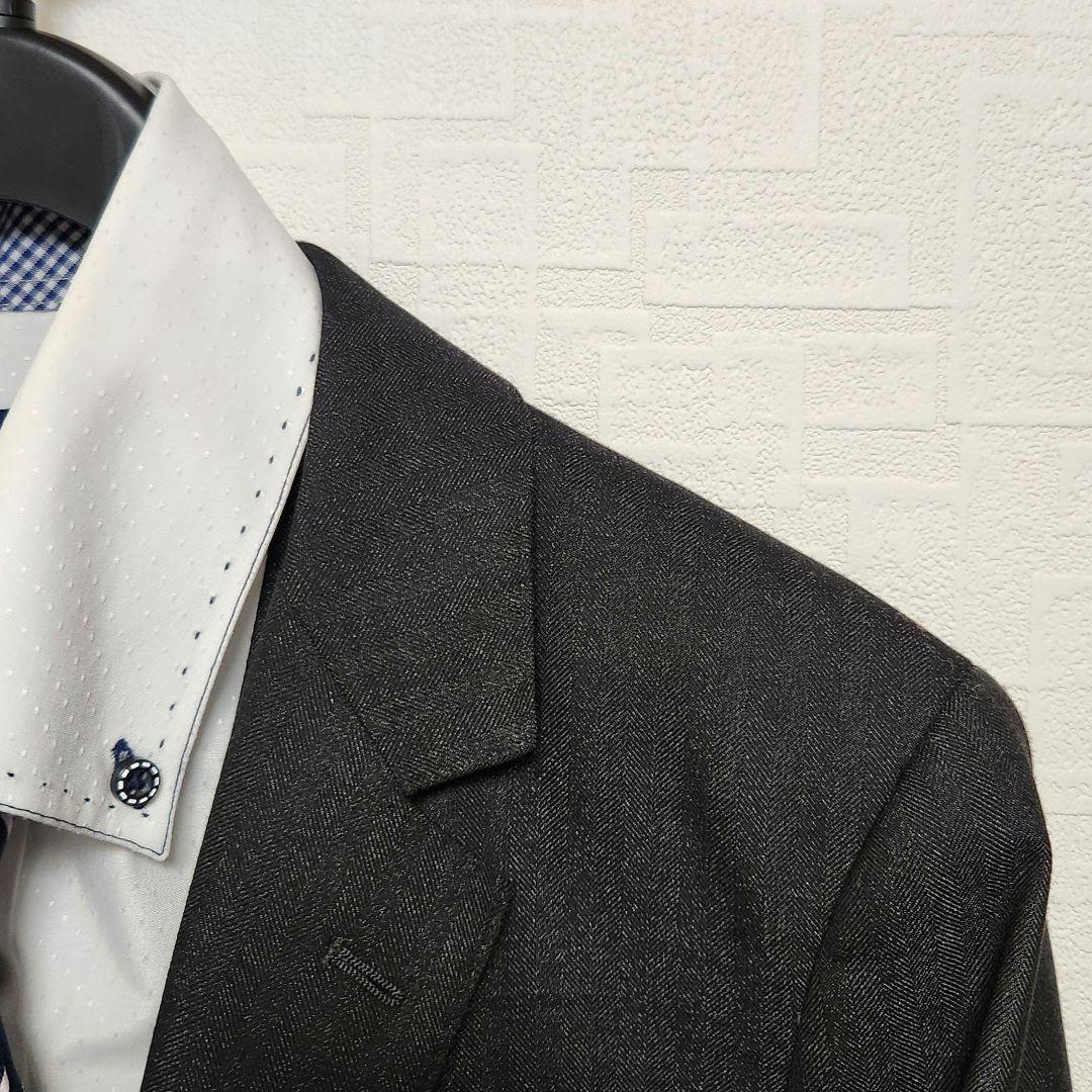 スーツセレクト　メンズ　スーツ　スリーピース　ダークグレー　標準体型