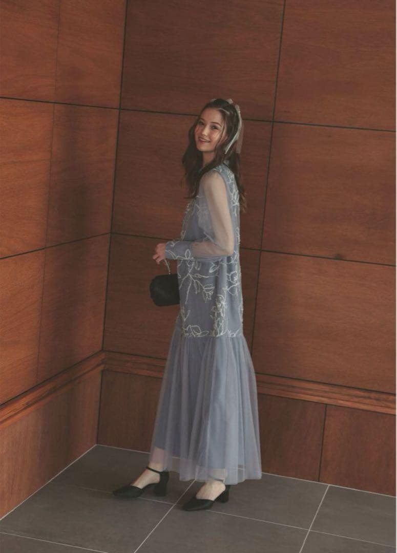 7★新品★ドリードール　フェザーフラワーチュールドレス　L