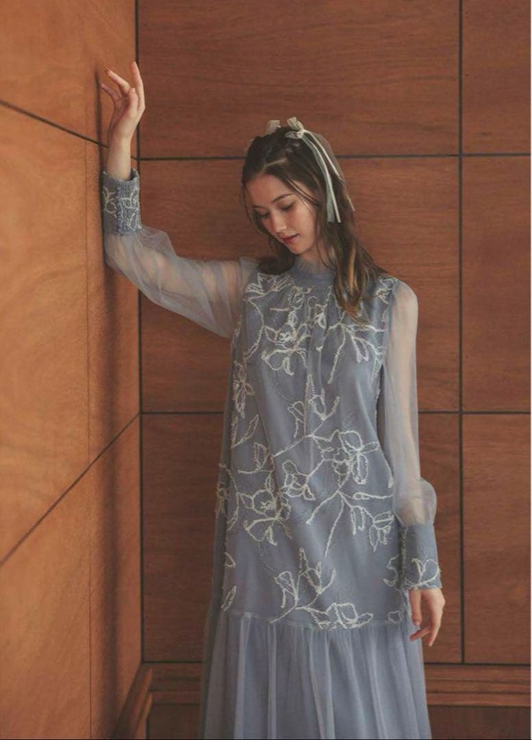 7★新品★ドリードール　フェザーフラワーチュールドレス　L