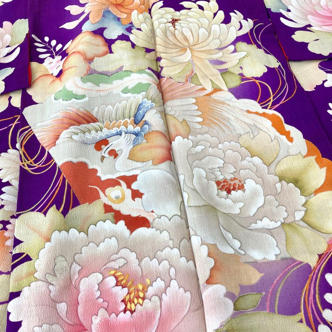 アンティーク　鳳凰　女の子　七五三　子供着物　 アンティーク着物　縮緬　NO6