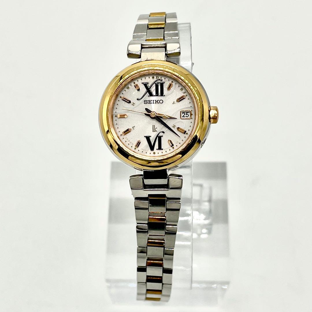 【稼働】セイコー 1B22-0AC0 ルキア 電波ソーラー 白文字盤 腕時計