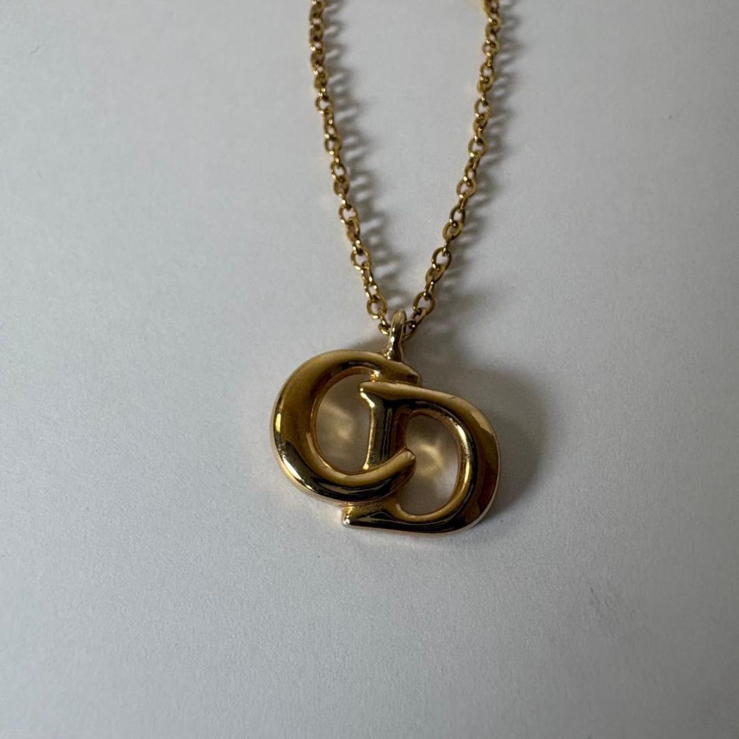 【美品】ディオール　ネックレス　CDロゴ　ロゴ刻印　ゴールド金具　ヴィンテージ