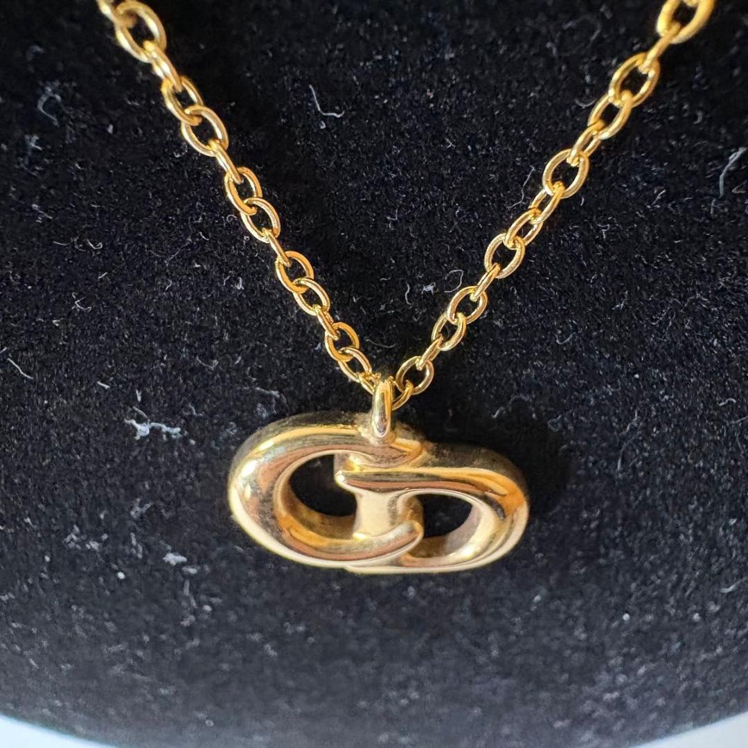 【美品】ディオール　ネックレス　CDロゴ　ロゴ刻印　ゴールド金具　ヴィンテージ