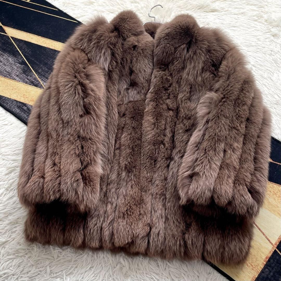 肉厚◎/総丈76 染め/カラー フォックス ファーコート リアルファー 毛皮 L