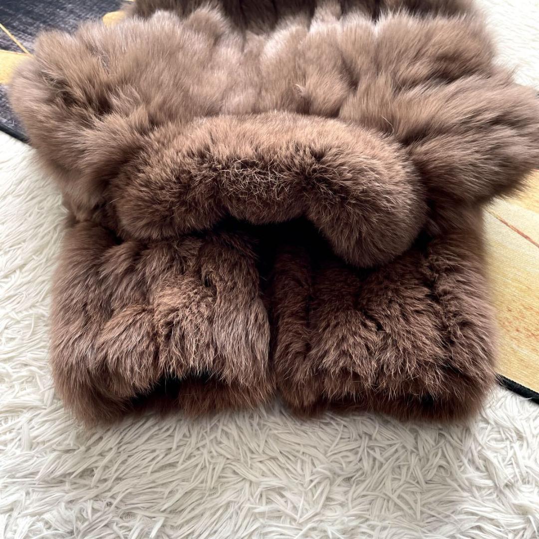 肉厚◎/総丈76 染め/カラー フォックス ファーコート リアルファー 毛皮 L