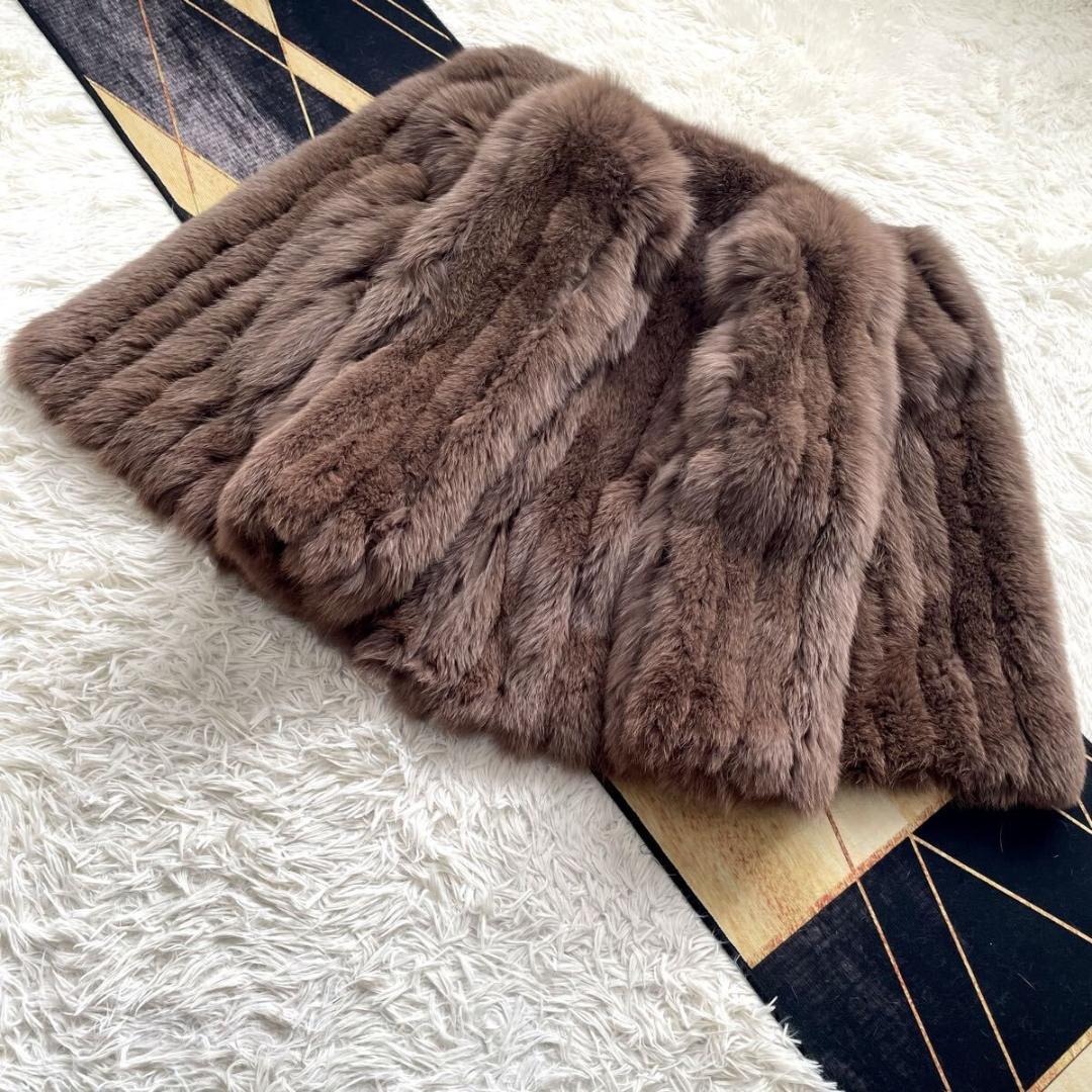 肉厚◎/総丈76 染め/カラー フォックス ファーコート リアルファー 毛皮 L