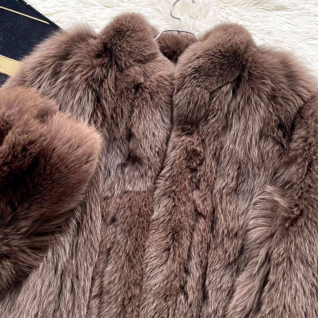 肉厚◎/総丈76 染め/カラー フォックス ファーコート リアルファー 毛皮 L