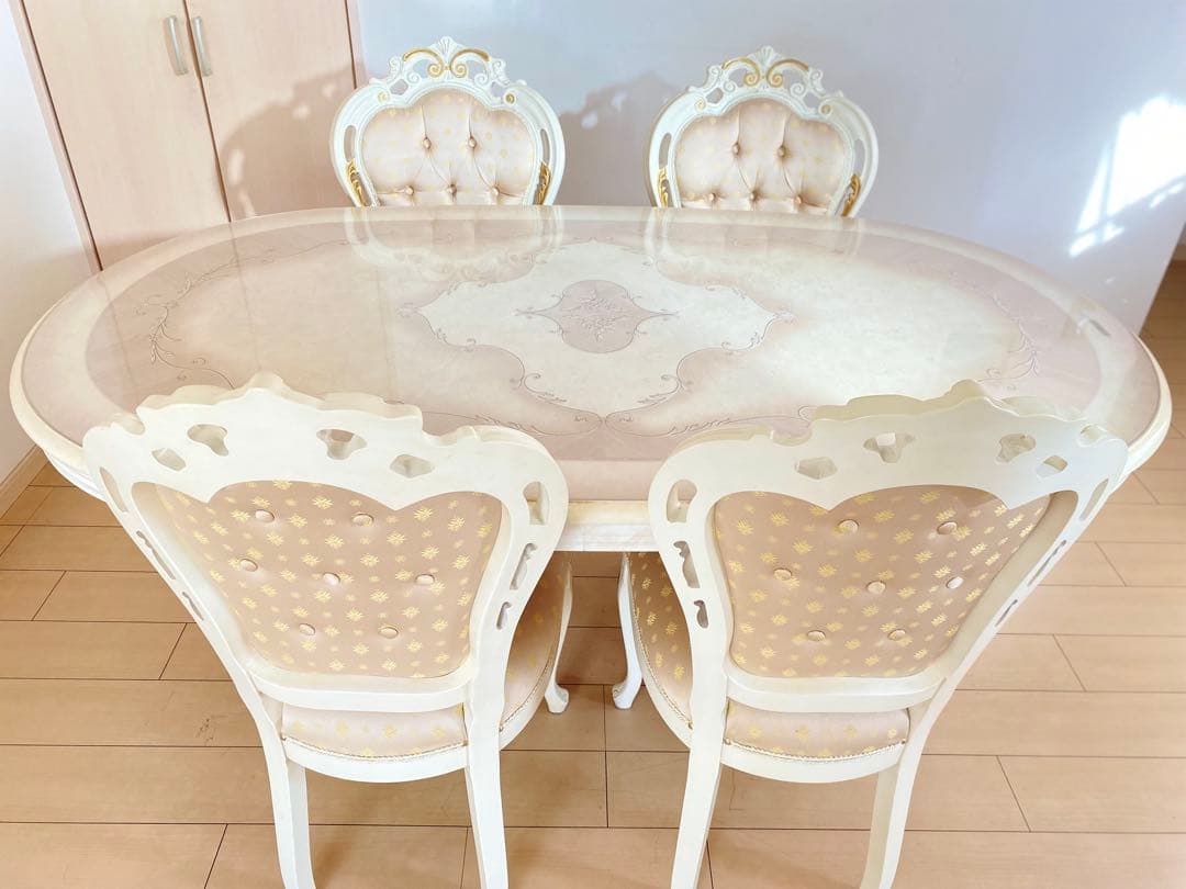 ⑤サルタレッリヴェルサイユ　ダイニングテーブル &チェア4脚　※5点販売のみ