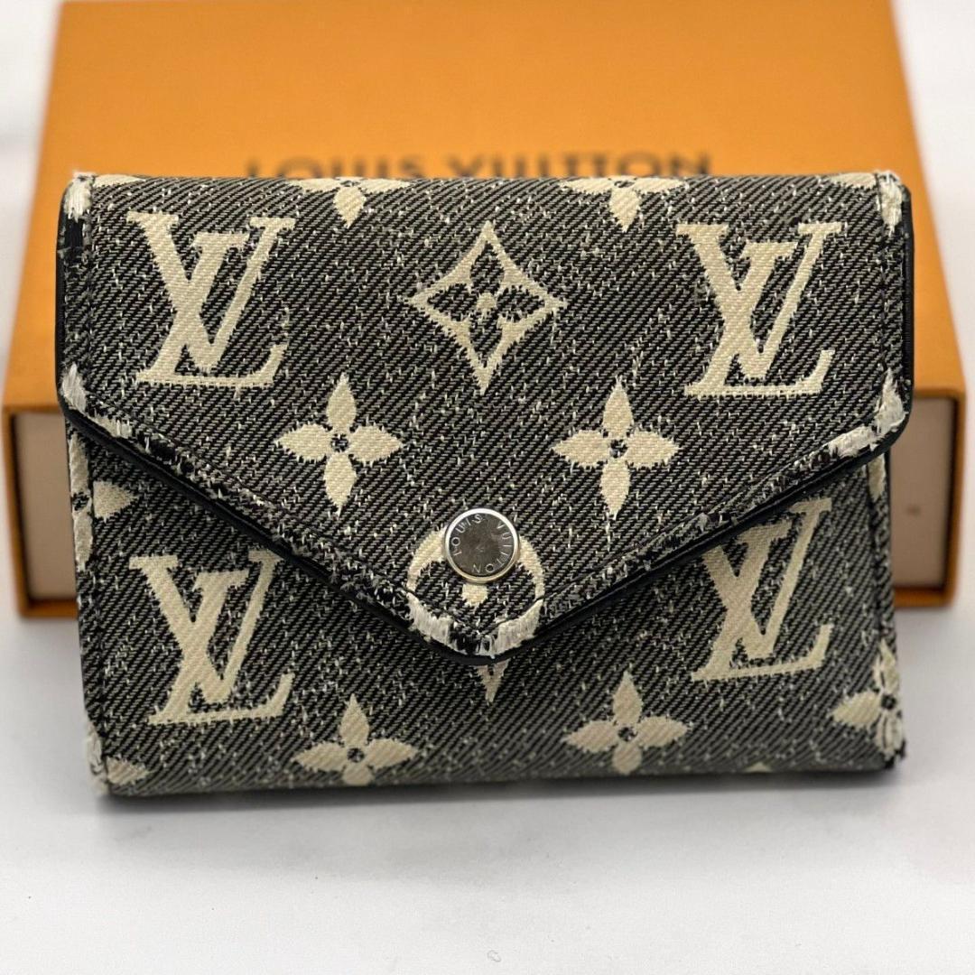 ルイヴィトン ジャガードデニム ヴィクトリーヌ コンパクトウォレット グレー