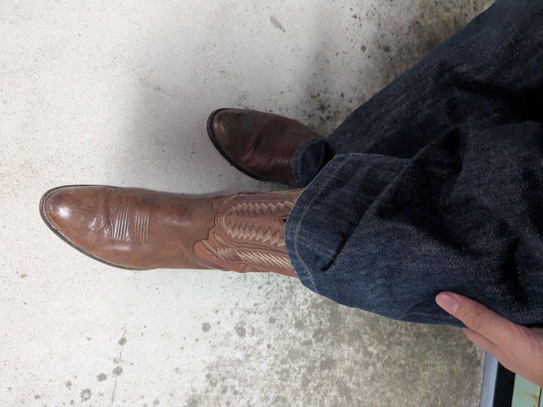 木村拓哉着用 USA古着 ウエスタンブーツ ブラウン刺繍入り