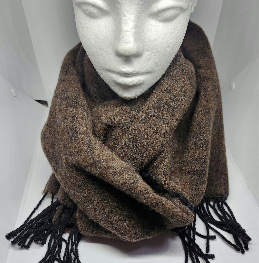 FENDI フェンディ マフラー ウール ロゴ 総柄 イタリア製 メンズ 茶色