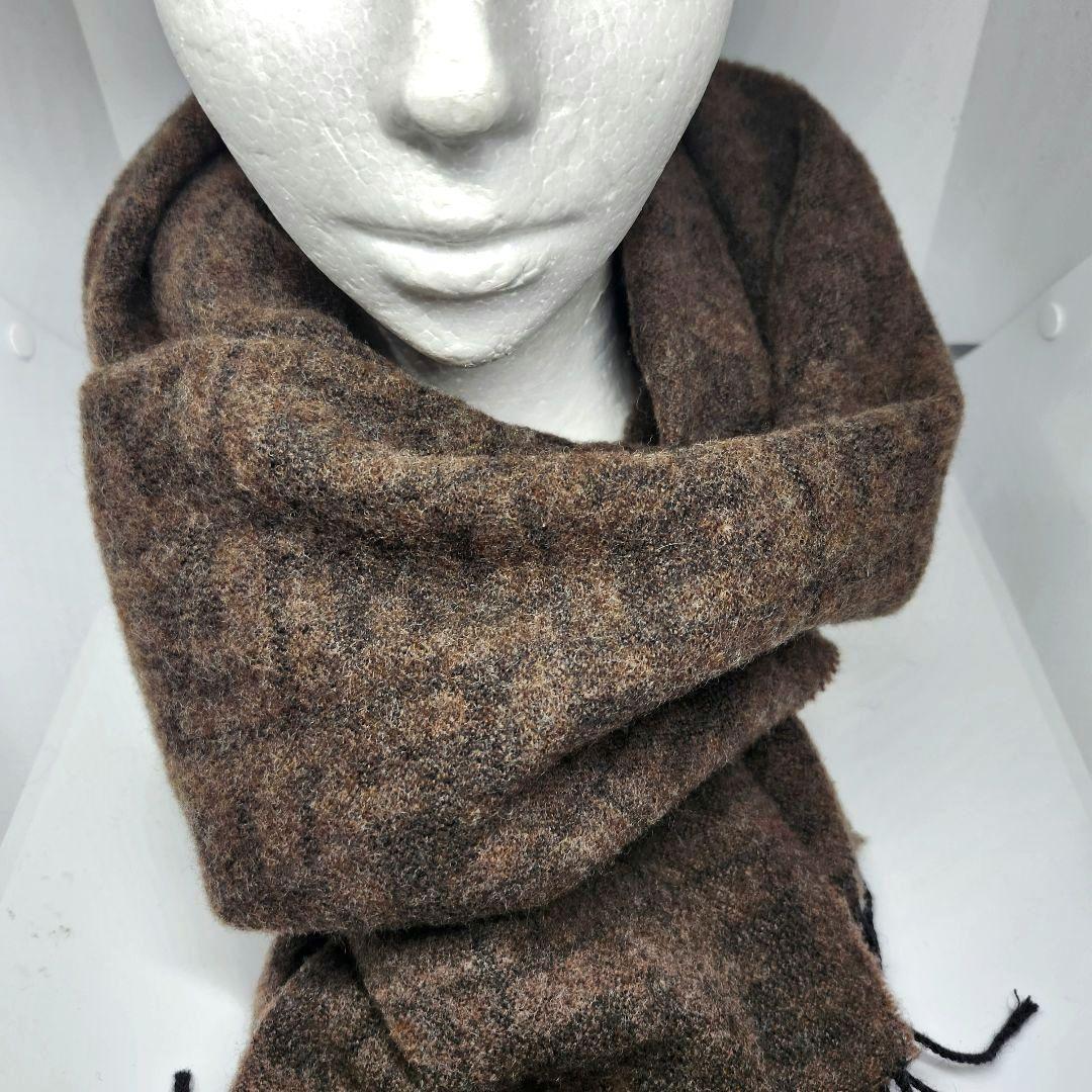 FENDI フェンディ マフラー ウール ロゴ 総柄 イタリア製 メンズ 茶色