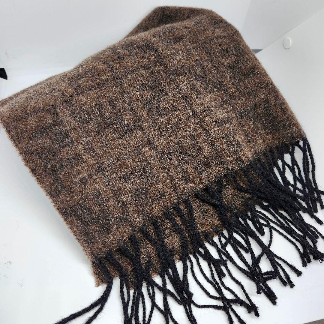 FENDI フェンディ マフラー ウール ロゴ 総柄 イタリア製 メンズ 茶色