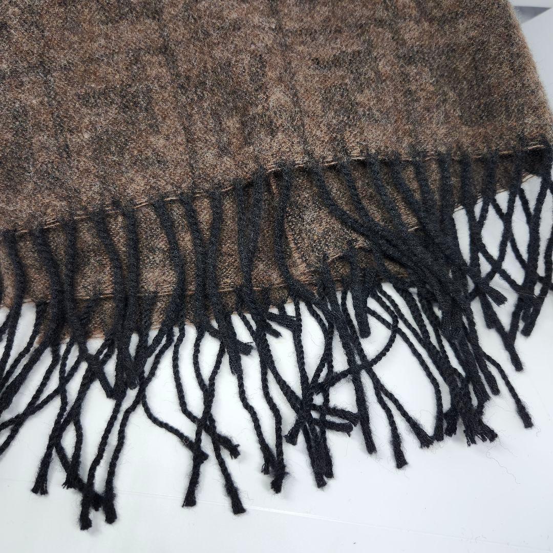 FENDI フェンディ マフラー ウール ロゴ 総柄 イタリア製 メンズ 茶色