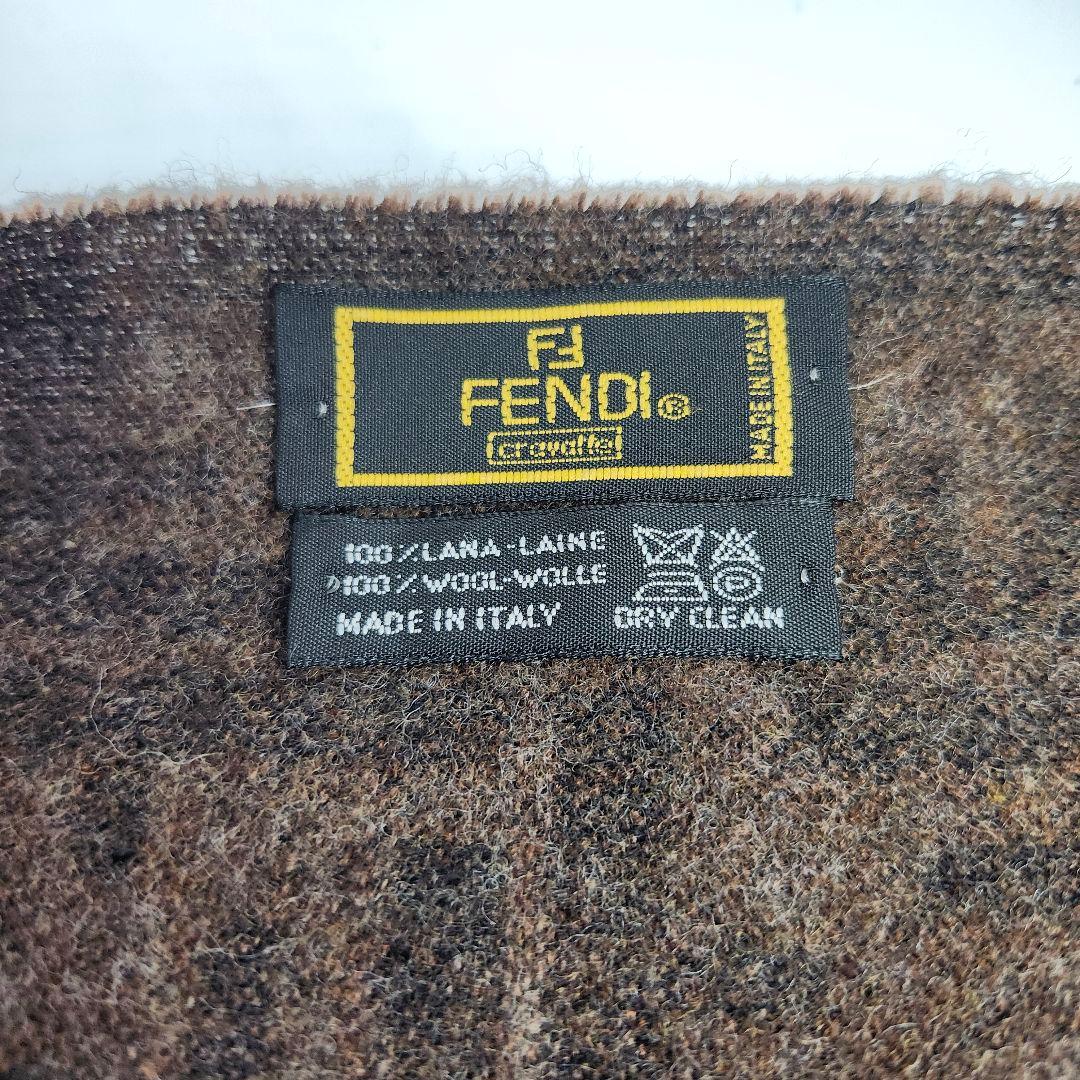FENDI フェンディ マフラー ウール ロゴ 総柄 イタリア製 メンズ 茶色