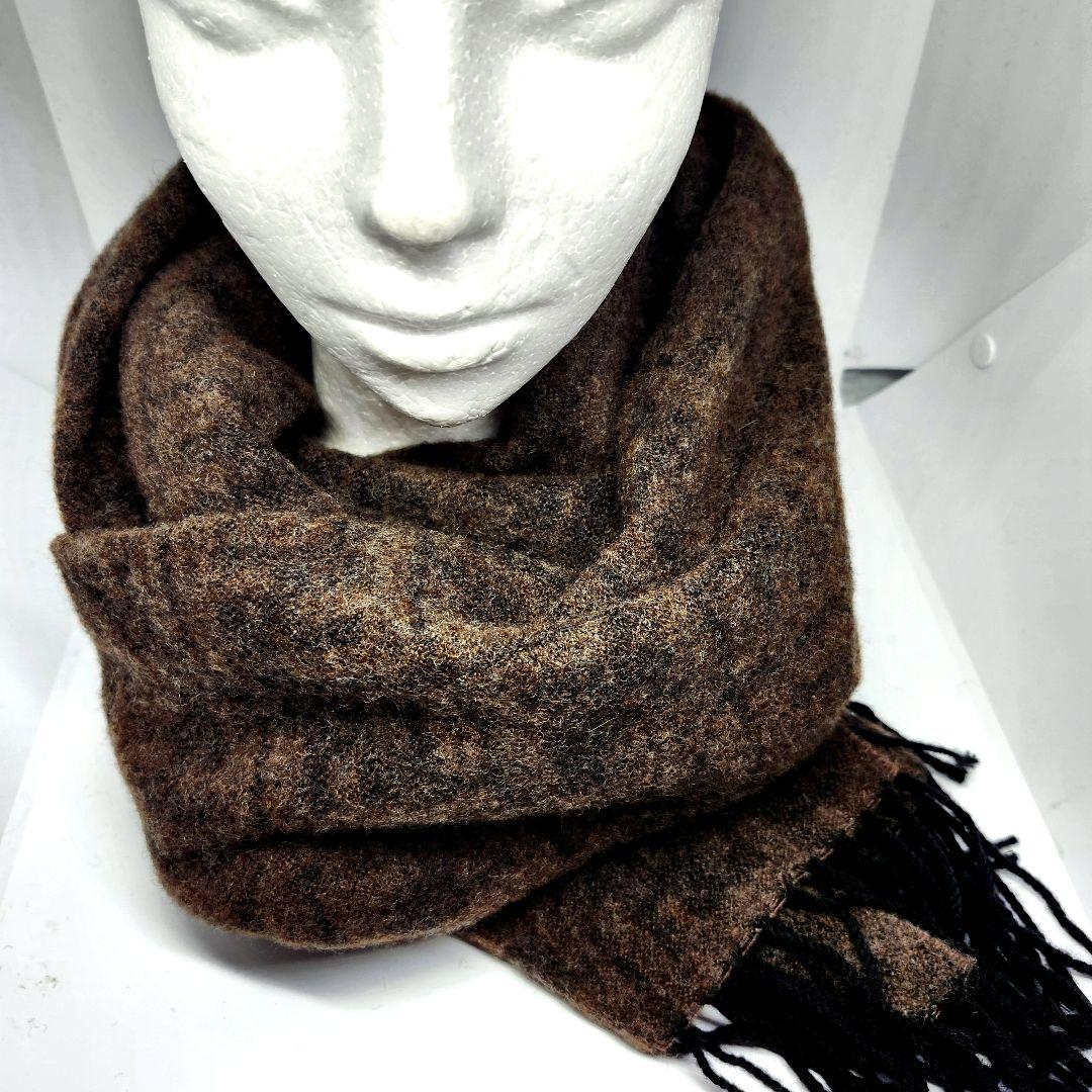 FENDI フェンディ マフラー ウール ロゴ 総柄 イタリア製 メンズ 茶色