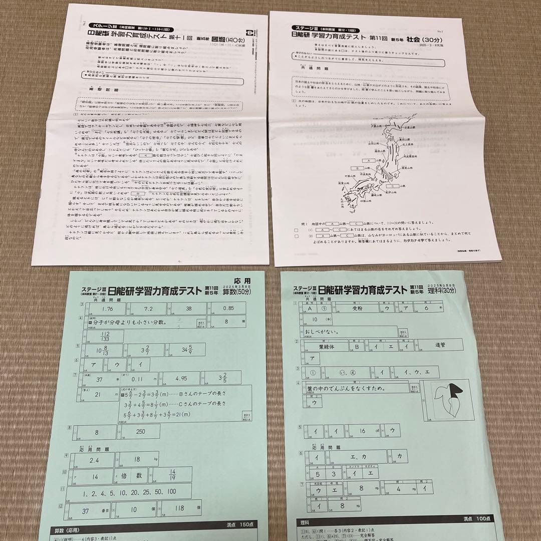 2025年 日能研 5年 ステージⅢ 育成テスト