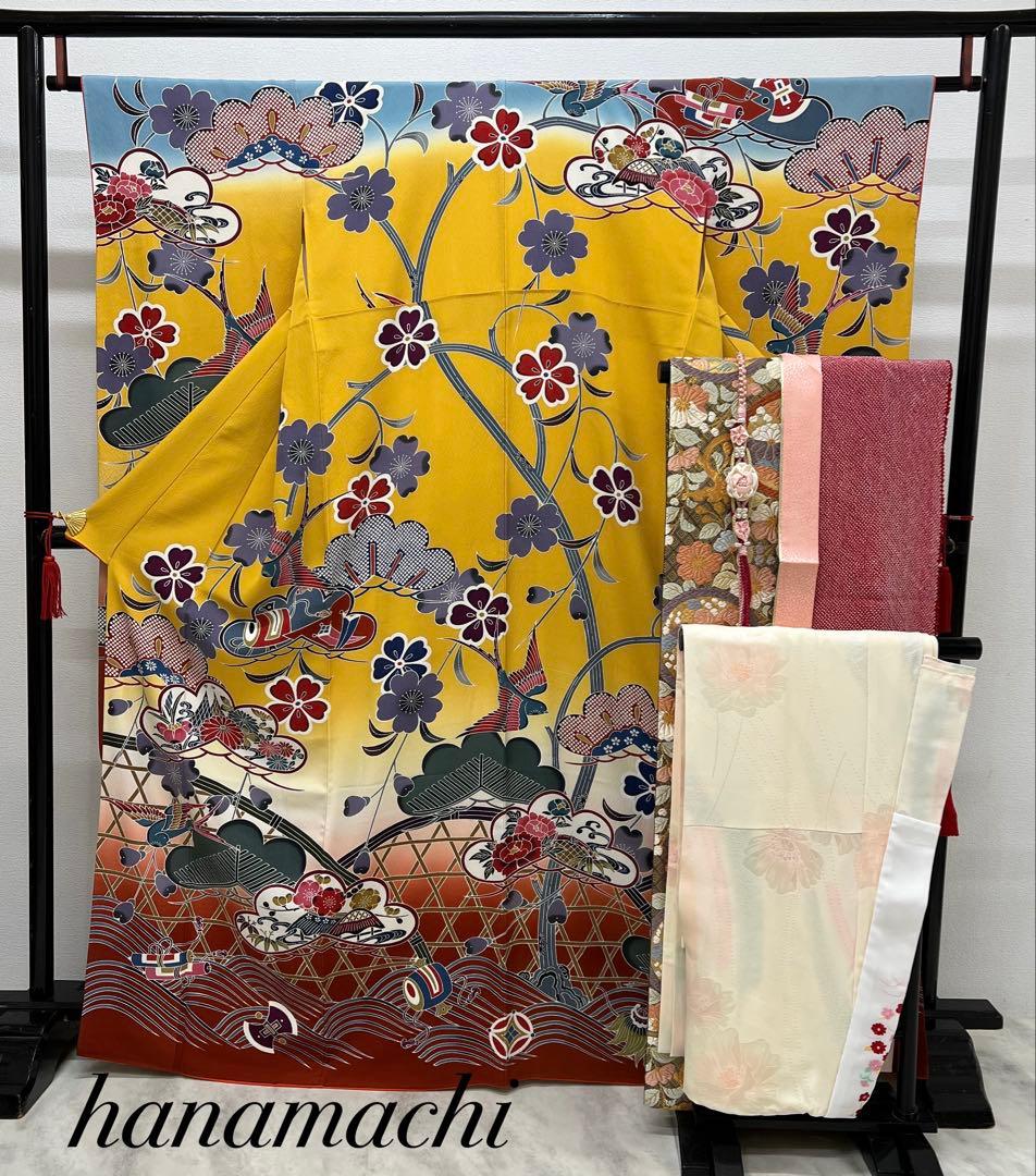 紅型染め　振り袖　フルセット　別誂長襦袢　成人式　美品　佐賀錦本唐織　753