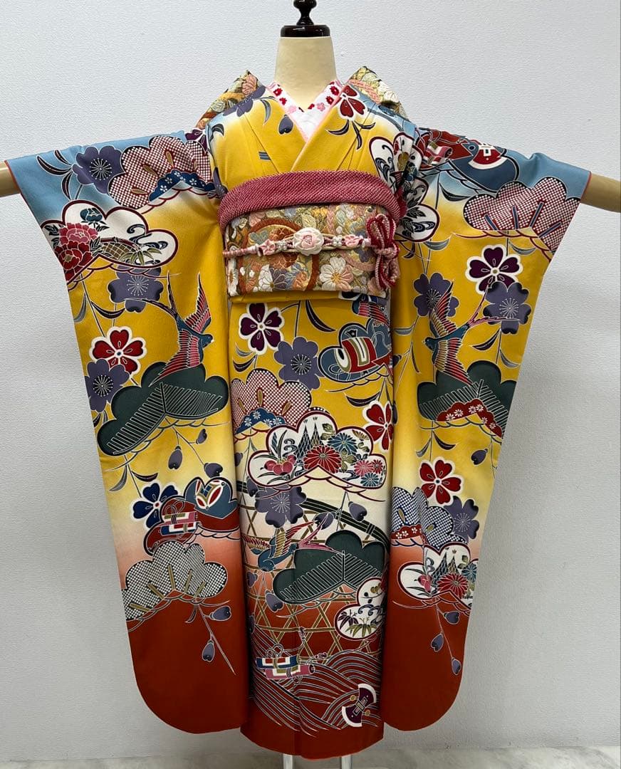紅型染め　振り袖　フルセット　別誂長襦袢　成人式　美品　佐賀錦本唐織　753