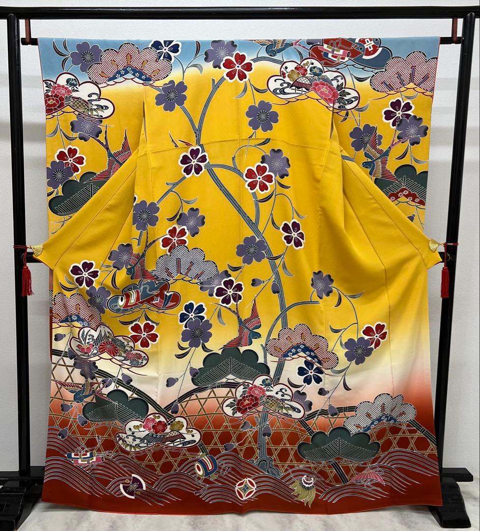 紅型染め　振り袖　フルセット　別誂長襦袢　成人式　美品　佐賀錦本唐織　753