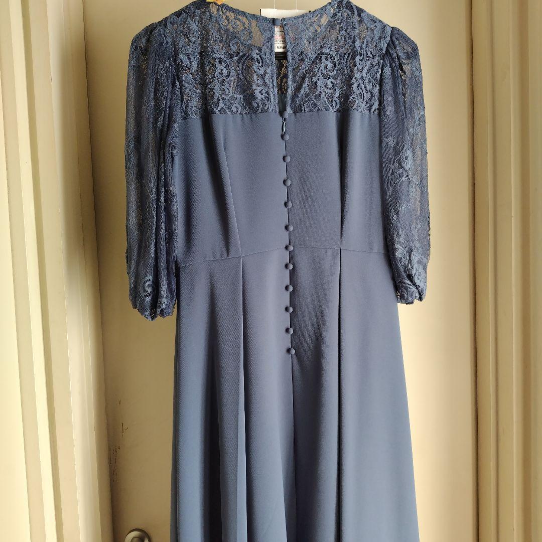 パーティーロングドレス　ブルー　レース