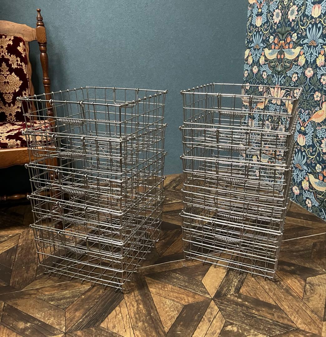 学校 給食かご ステンレス 10個 セット 昭和レトロ 収納 インテリア 当時物