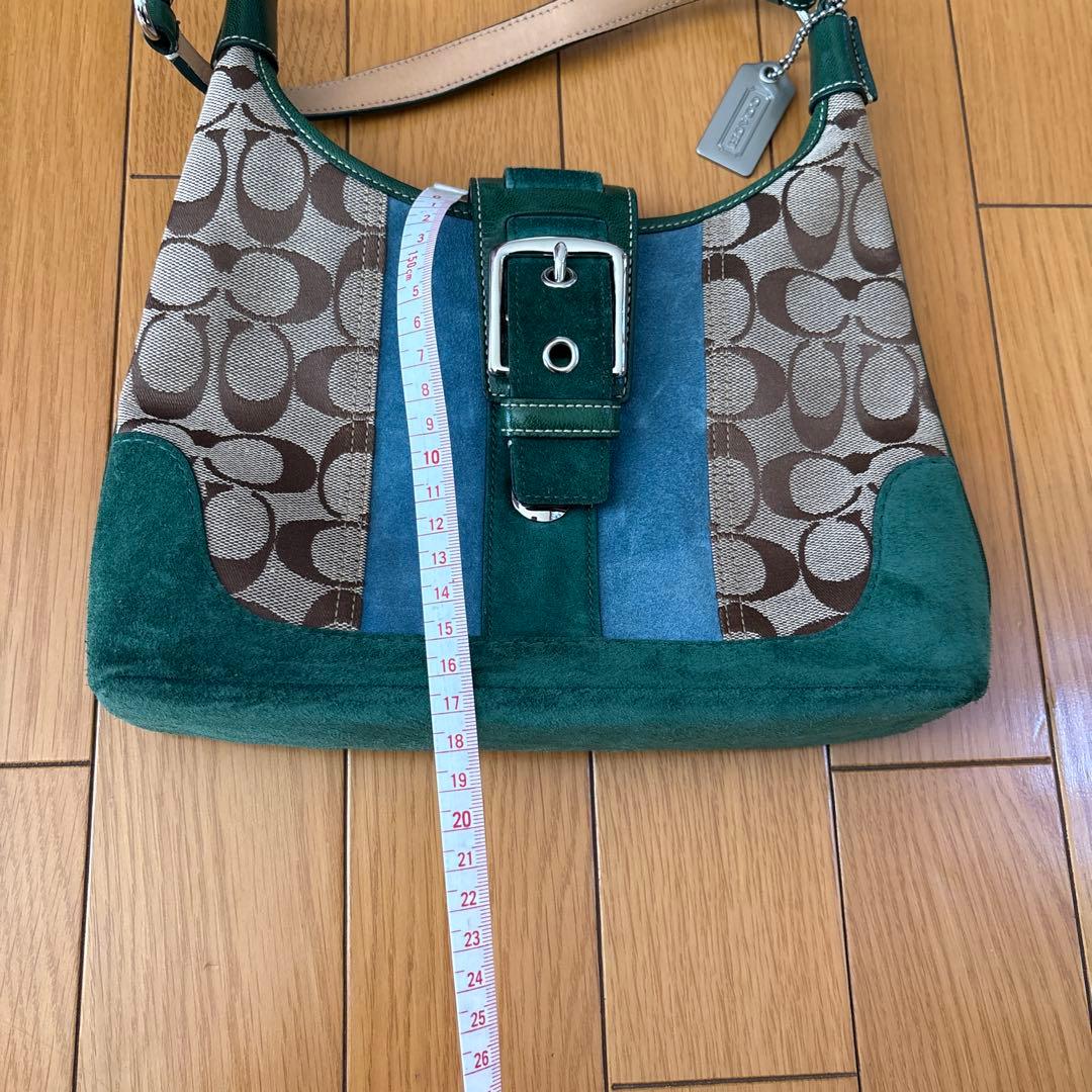 coachショルダーバッグ 緑系 スエード