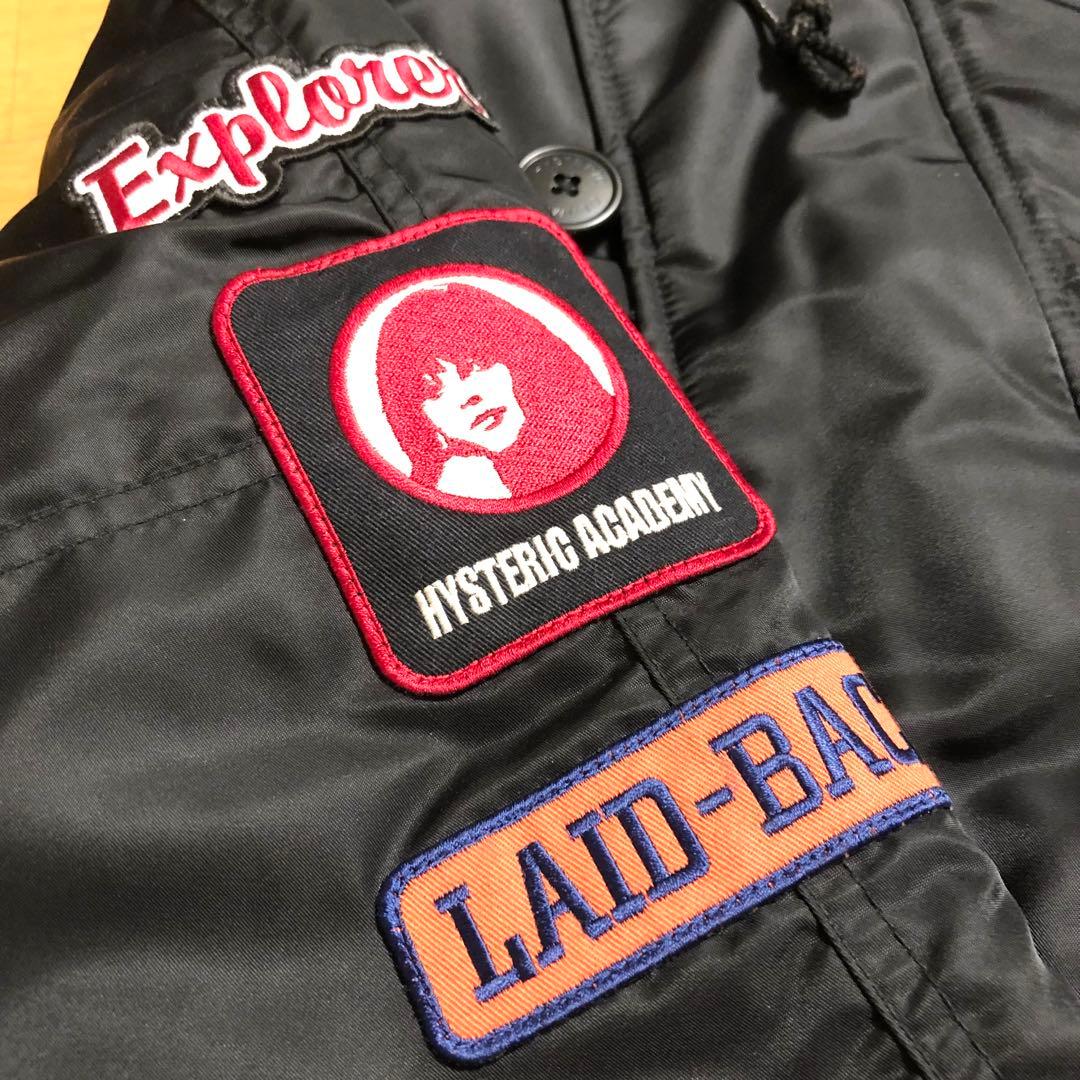 ヒステリックグラマー フードファー付き フライトジャケット アーム刺繍ロゴ付き