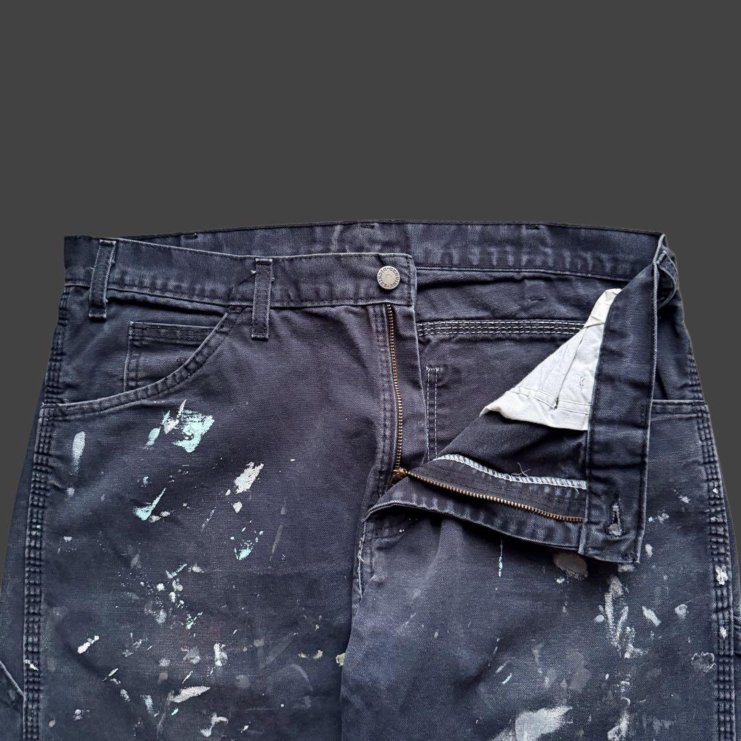 ディッキーズ ペンキ ペインターパンツ フェードブラック ダック地 グランジ