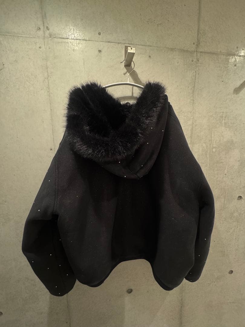 ジャケット・アウター andwang kirakira 2way fur zip up black