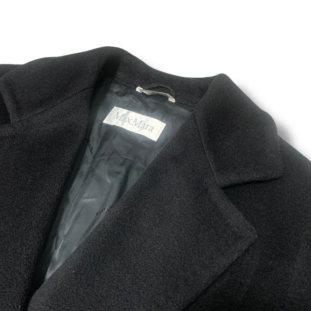 美品 Lサイズ マックスマーラ ロングコート カシミヤ 白タグ 女優襟 黒☆