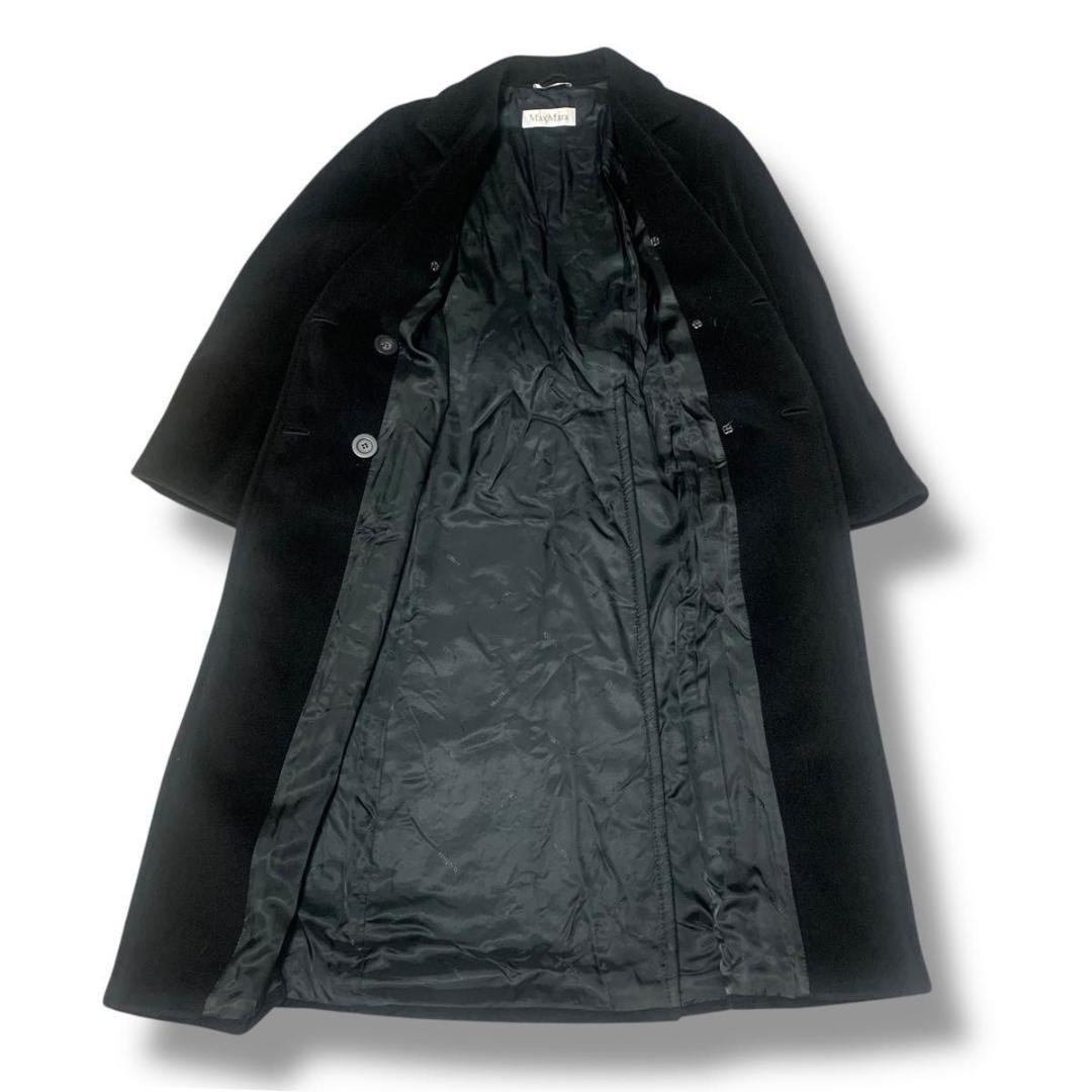 美品 Lサイズ マックスマーラ ロングコート カシミヤ 白タグ 女優襟 黒☆