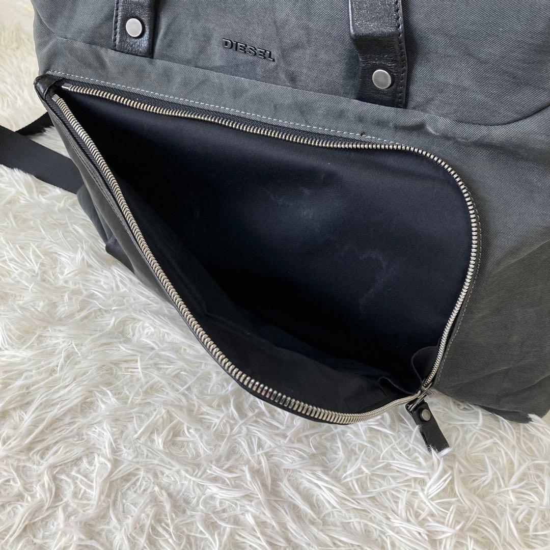 DIESEL✨2way キャンバス&レザー　ボストンバッグ　旅行カバン　大容量