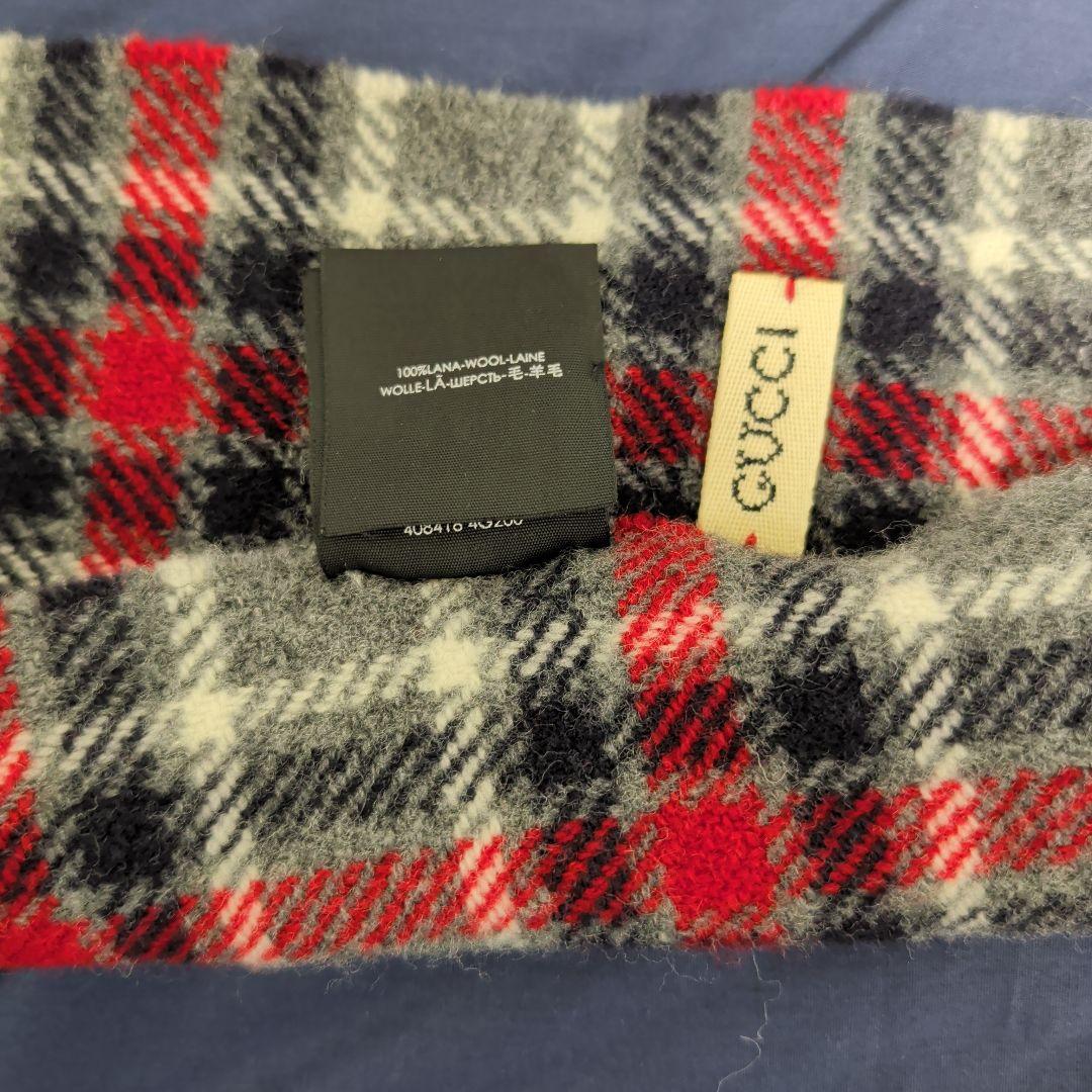 GUCCI チェック柄マフラー ウール混紡