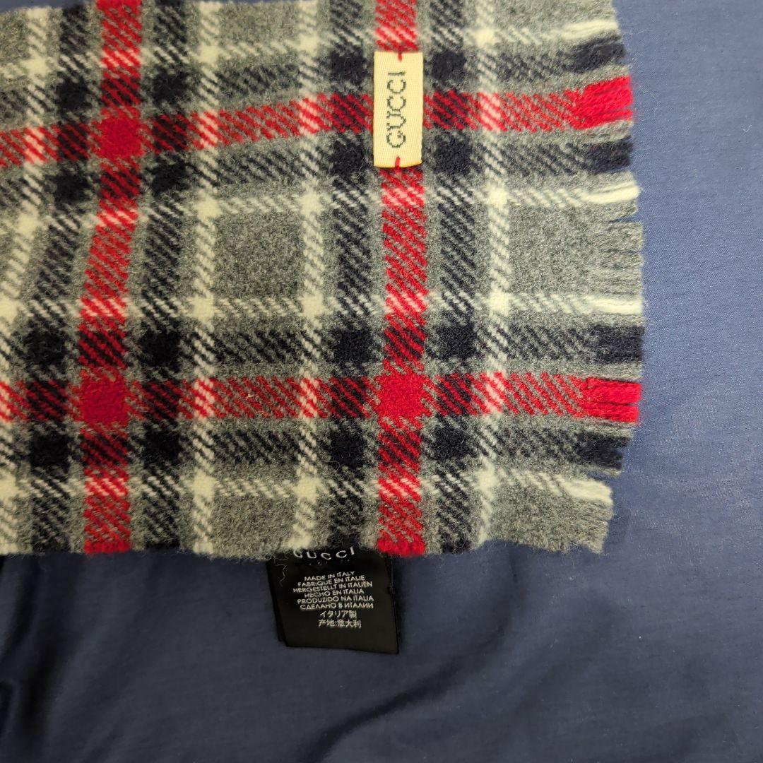 GUCCI チェック柄マフラー ウール混紡