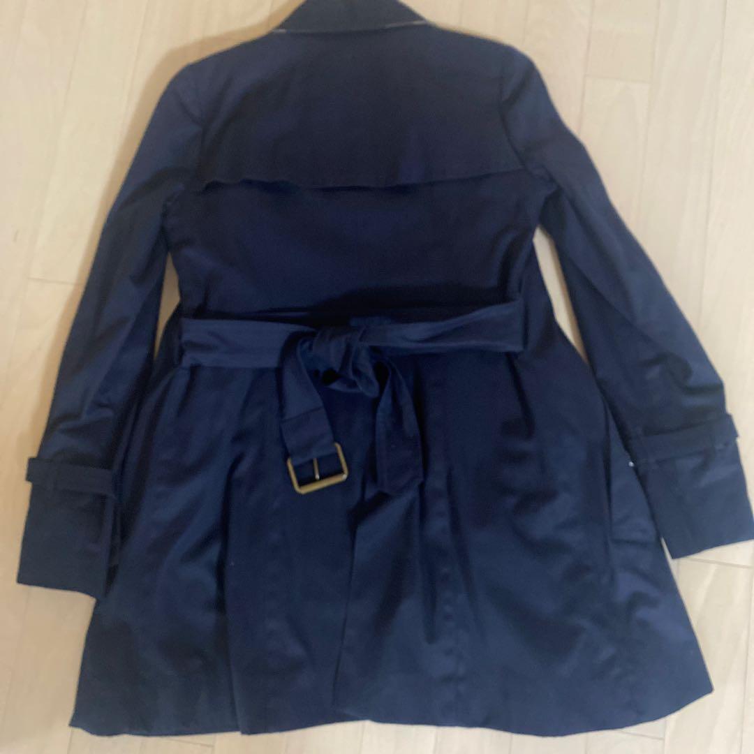 美品ブルーレーベルCRESTBRIDGE ライナー付きショート丈トレンチコート紺