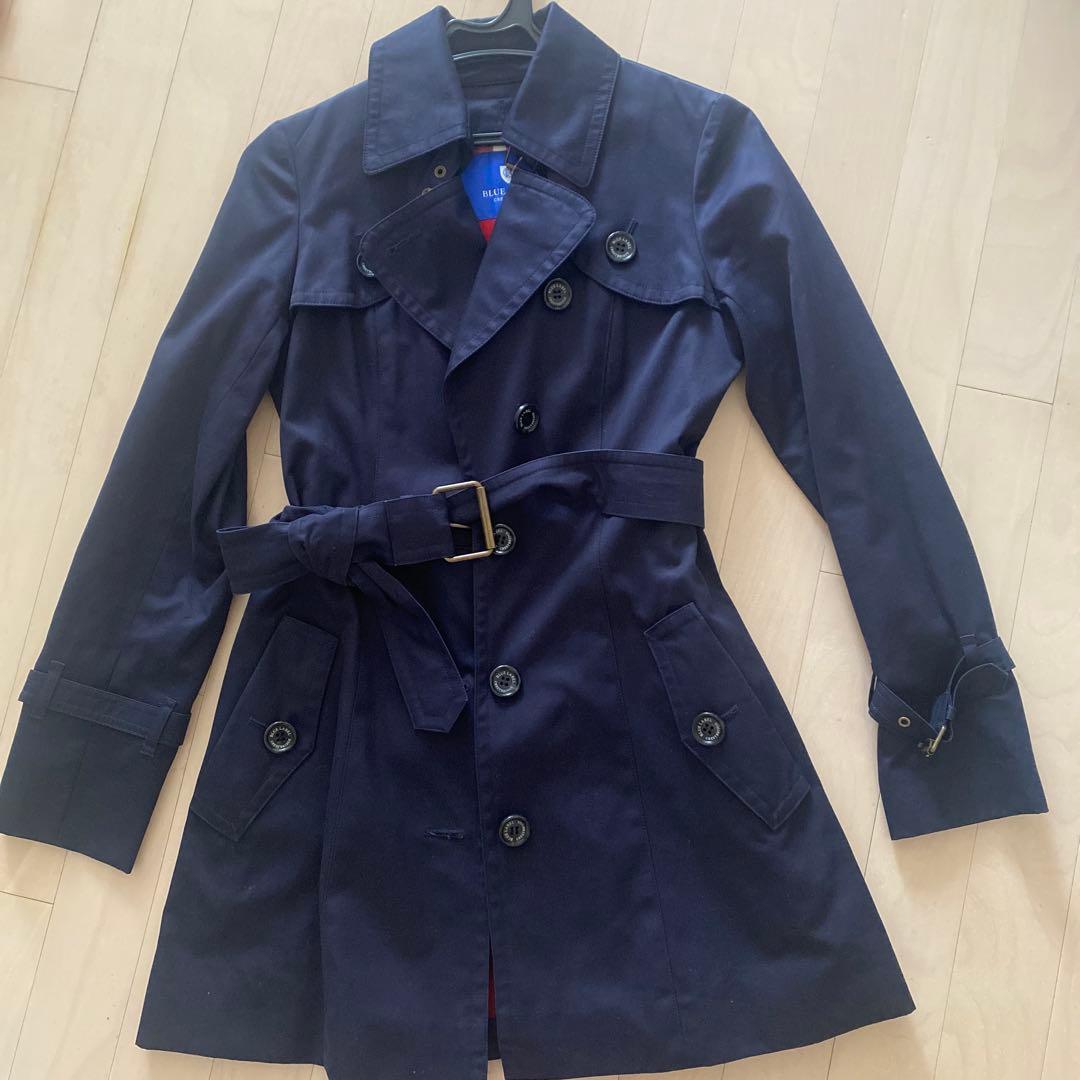 美品ブルーレーベルCRESTBRIDGE ライナー付きショート丈トレンチコート紺