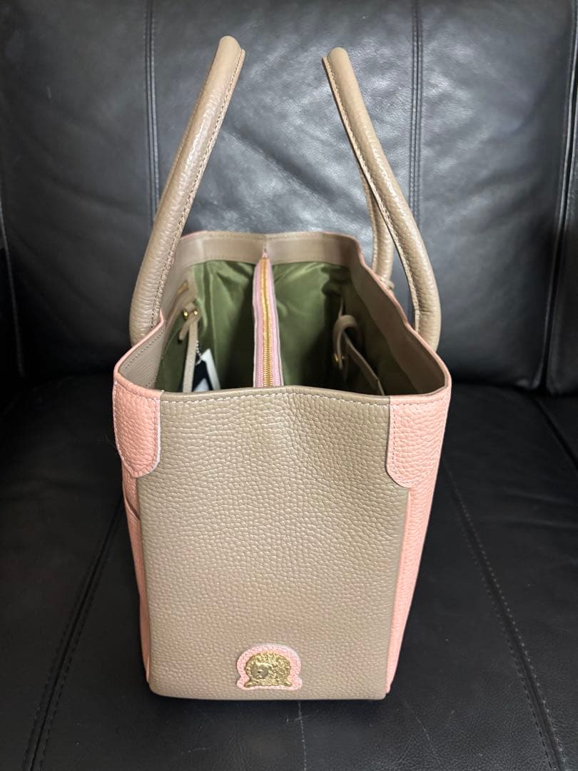 2月5日(木)21時【最終値下げ】ピンクとグレーのレザートートバッグ