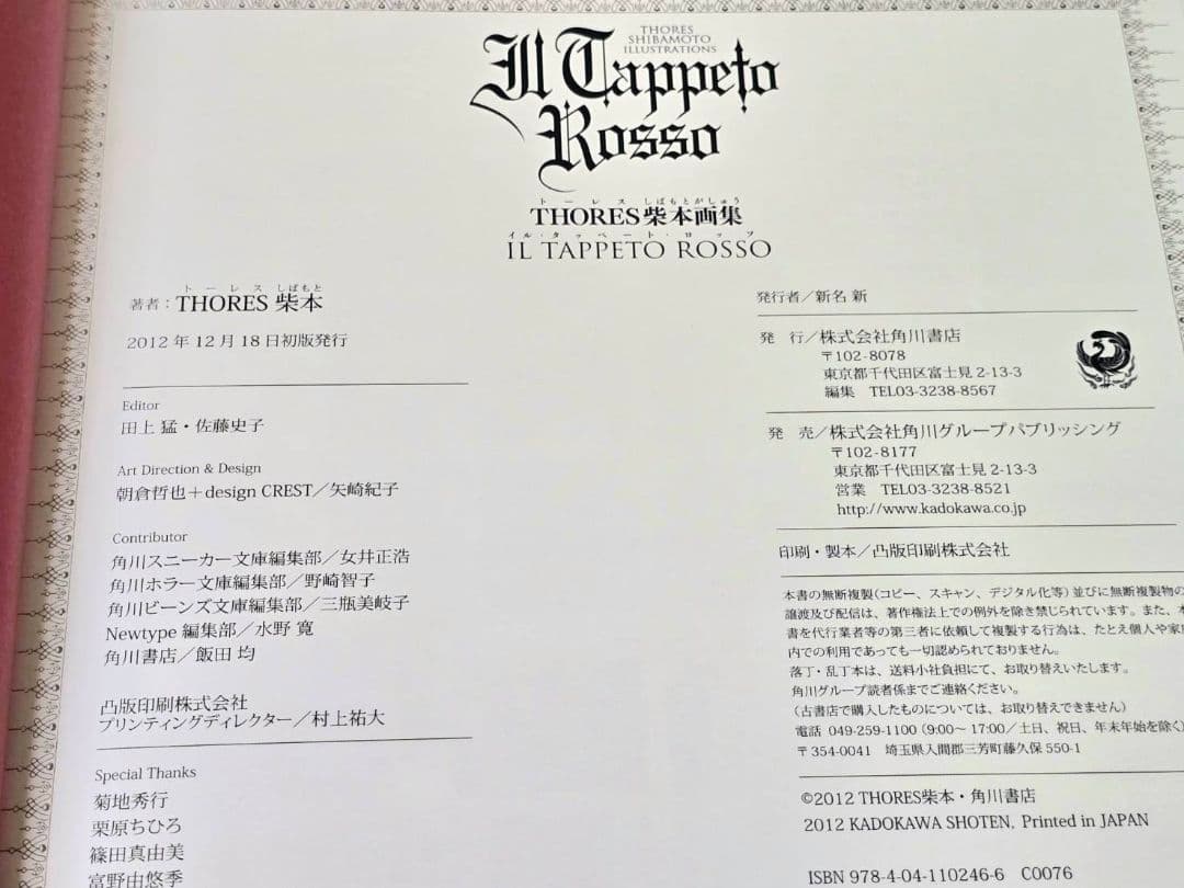 325 THORES 柴本画集 イル・タッペート・ロッソ 角川書店