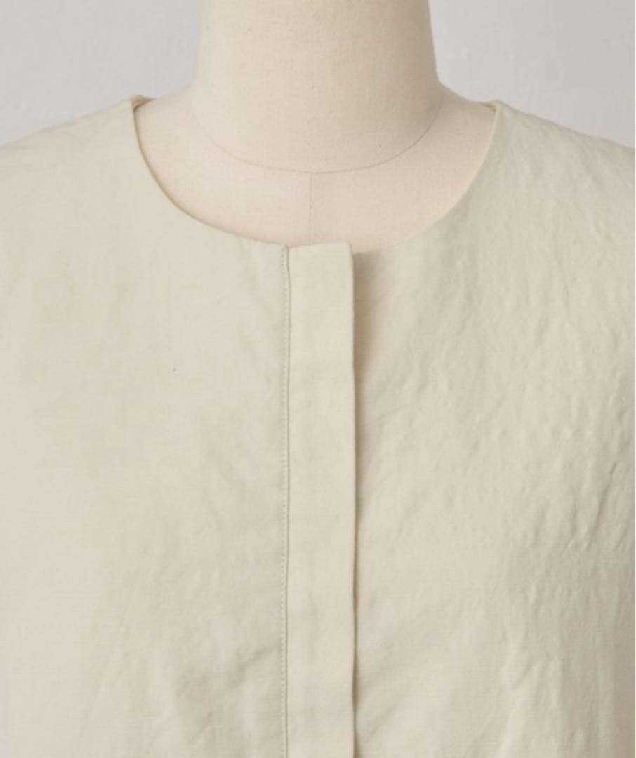 BEARDSLEY ビアズリー　リネンポリバルーン袖コート　羽織　ノーカラー