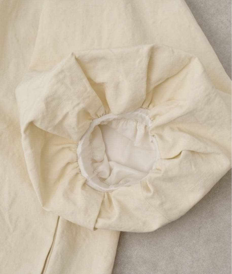 BEARDSLEY ビアズリー　リネンポリバルーン袖コート　羽織　ノーカラー