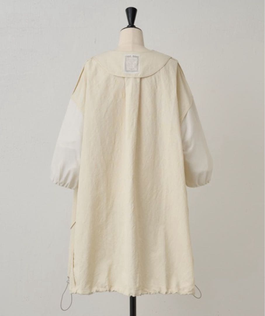 BEARDSLEY ビアズリー　リネンポリバルーン袖コート　羽織　ノーカラー