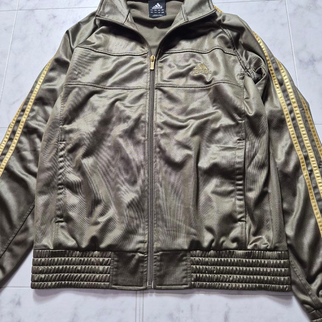 adidas コーティングジャージ セットアップ カーキ L