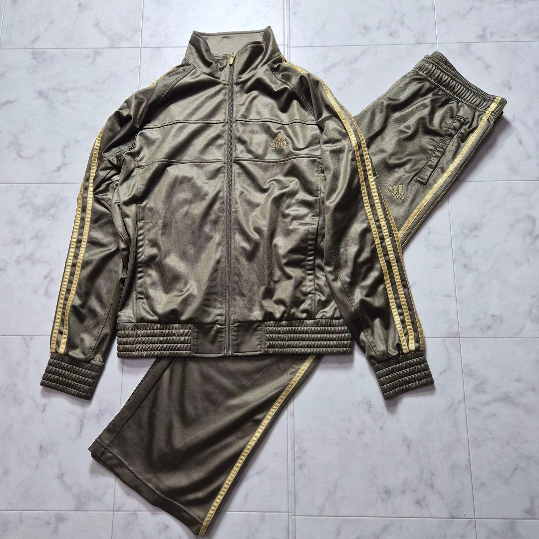 adidas コーティングジャージ セットアップ カーキ L